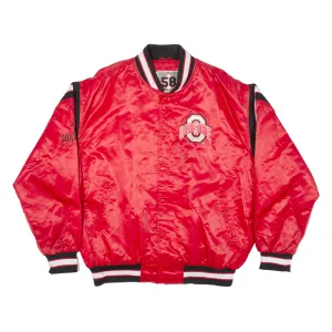 58 SPORTS Ohio State Buckeyes Quilted Lined Mens Varsity Jacket Red Nylon USA L