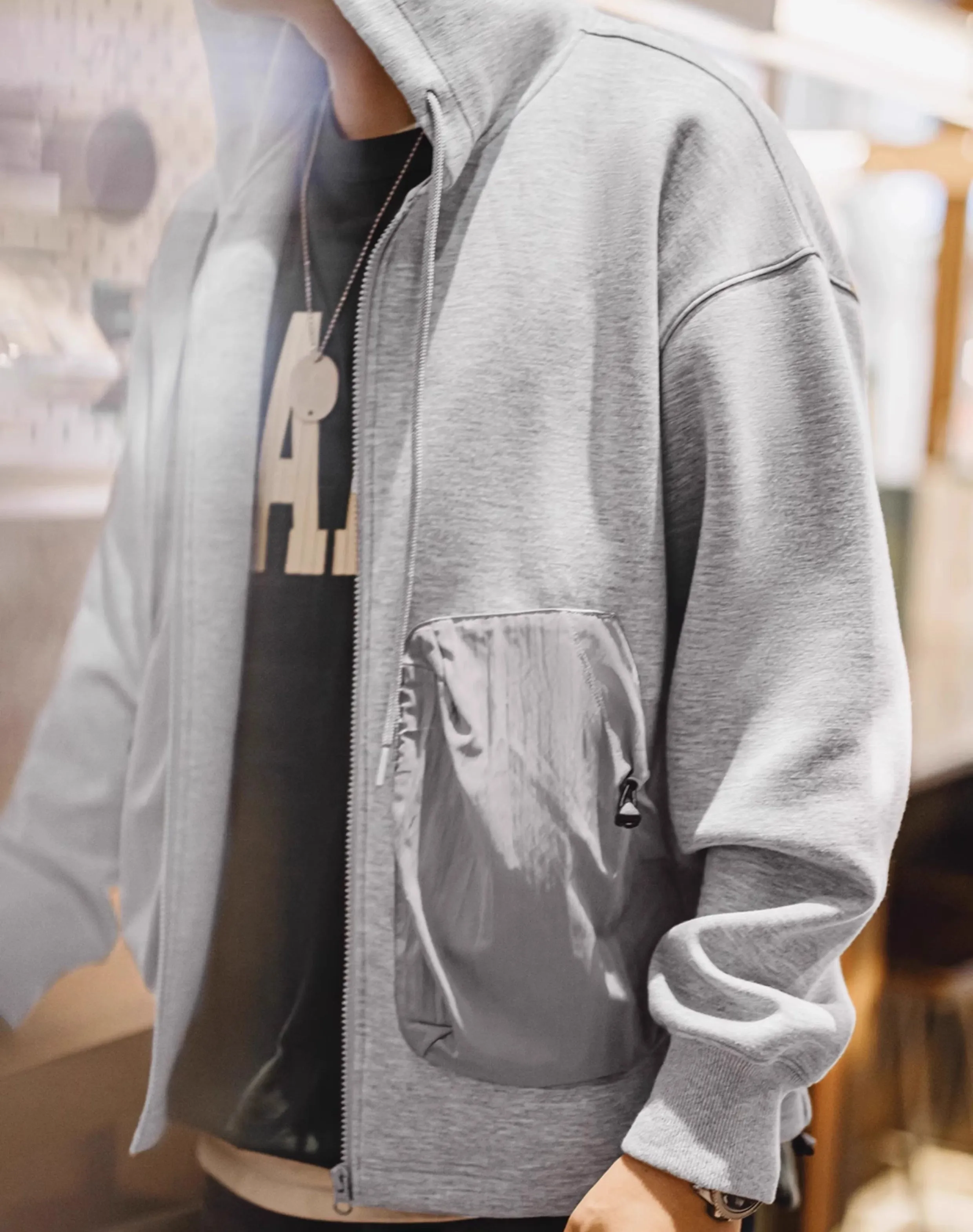 American Casual Air Layer Cardigan Patchwork Pocket Sports Men's Jacket