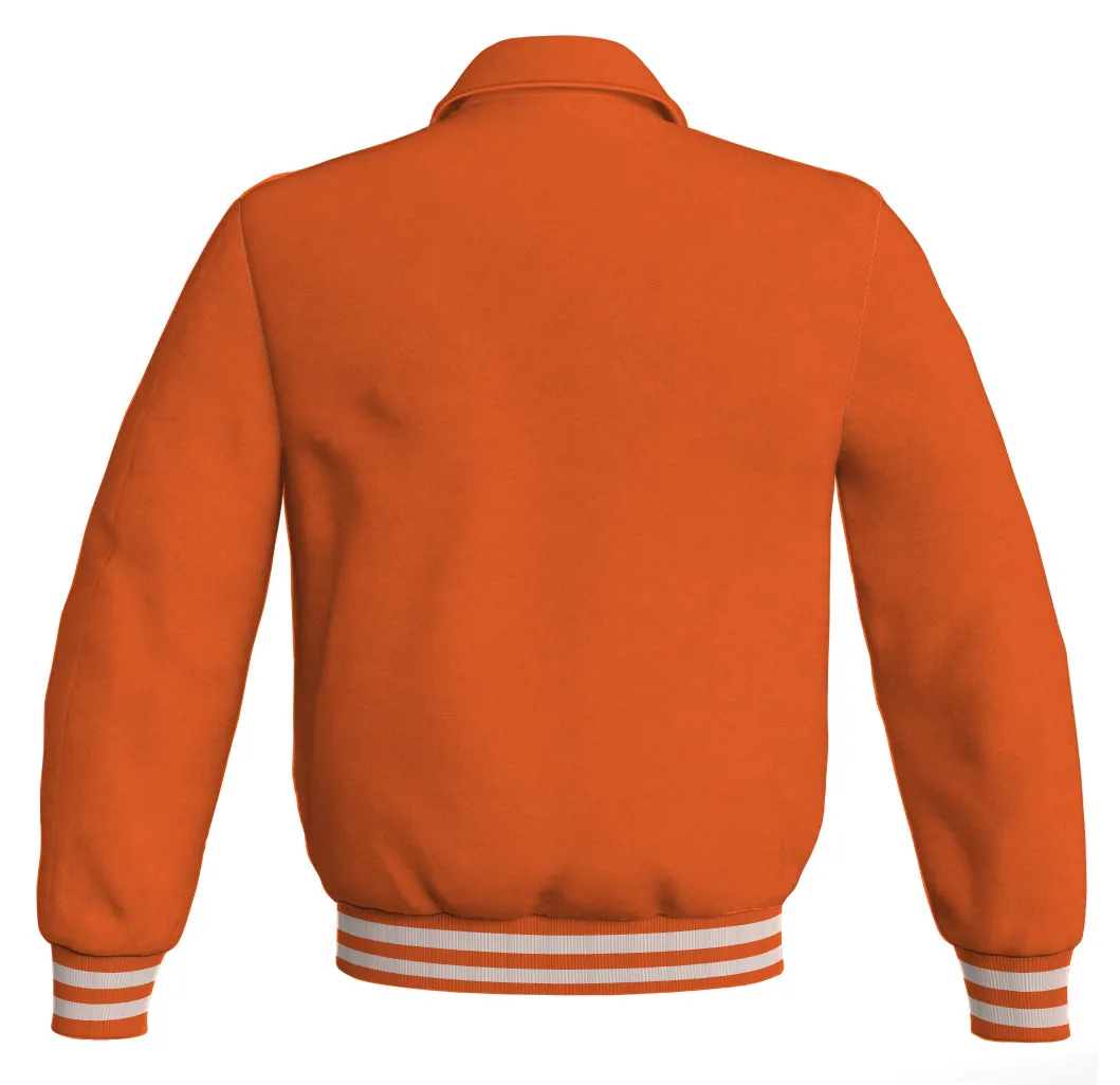 Baseball Letterman Bomber Classic Satin Jacket Sports Wear Orange