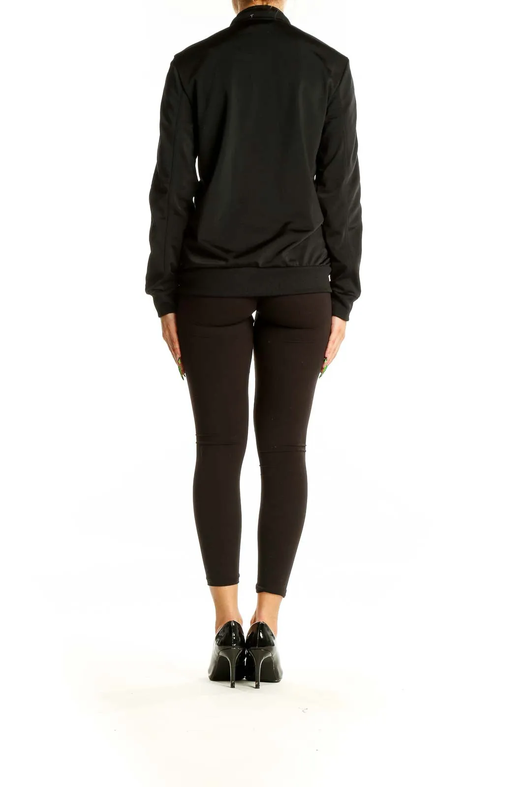 Black Adidas Polyester Athletic Jacket