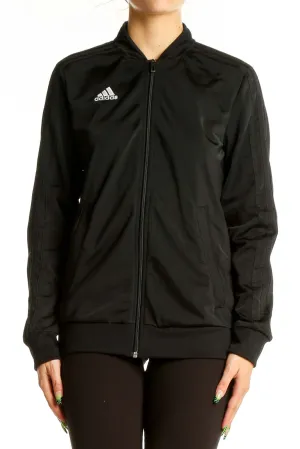 Black Adidas Polyester Athletic Jacket
