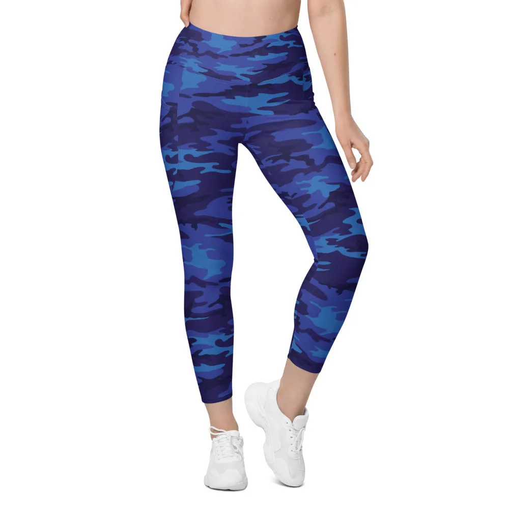 Blue Camo Leggings with Pockets