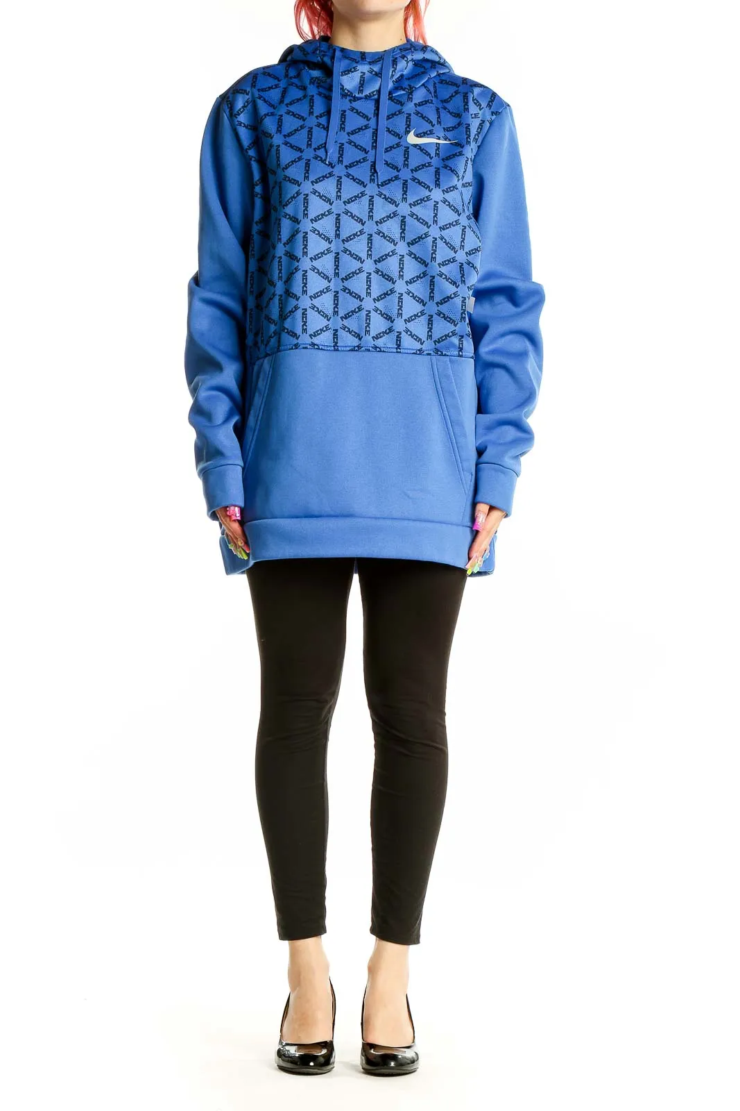 Blue Geometric Pattern Nike Activewear Hoodie