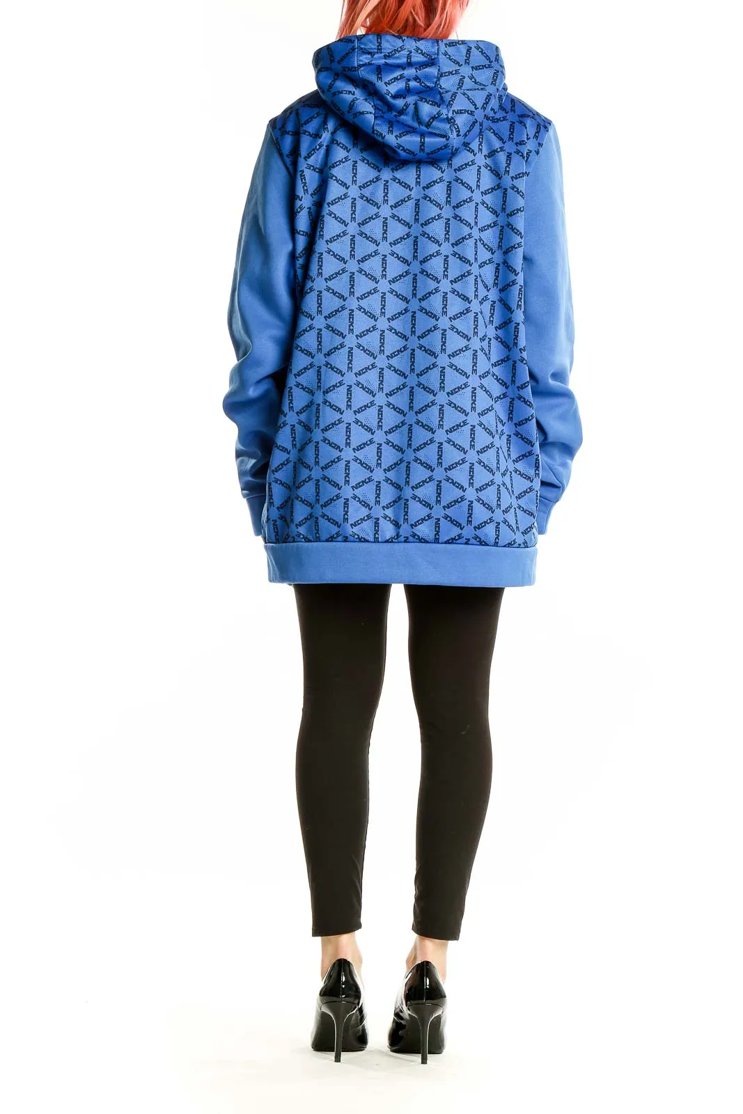 Blue Geometric Pattern Nike Activewear Hoodie