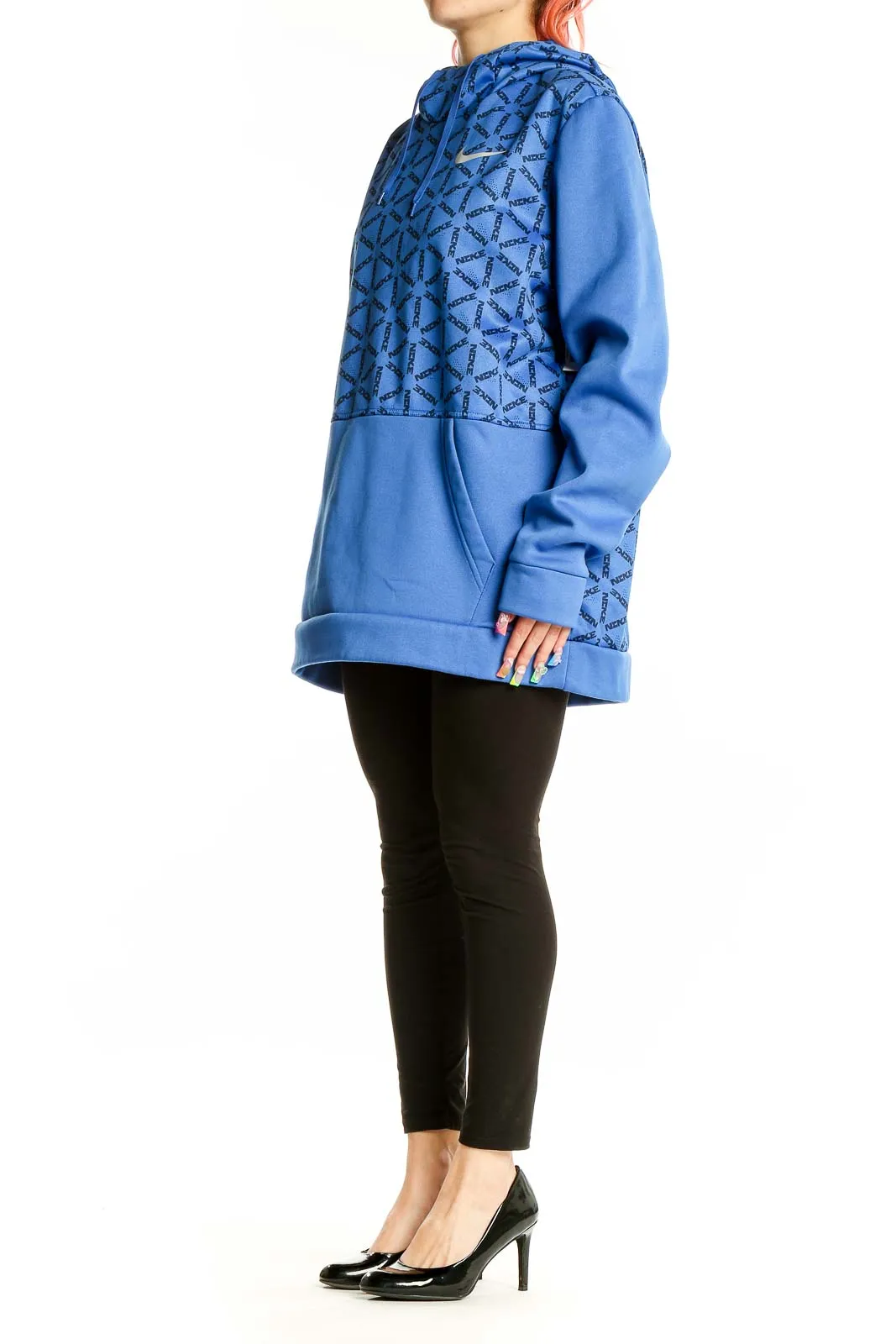 Blue Geometric Pattern Nike Activewear Hoodie