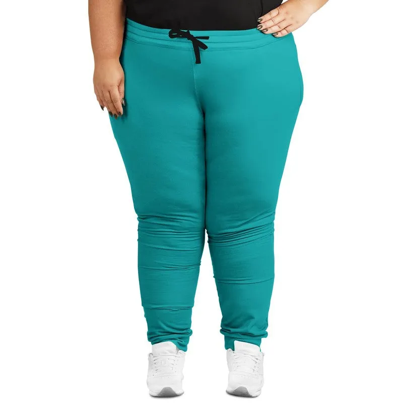 Bright Green Cyan Joggers | Unisex | with PLUS sizes | Bright Pure Green Cyan | C100M0Y38K0
