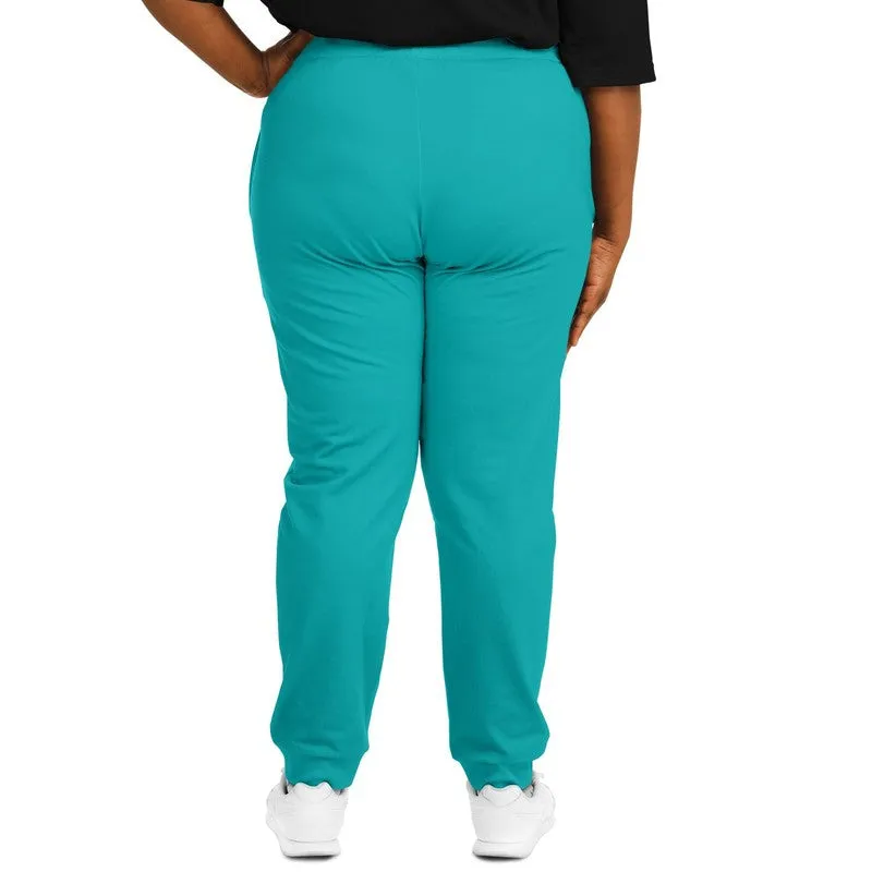 Bright Green Cyan Joggers | Unisex | with PLUS sizes | Bright Pure Green Cyan | C100M0Y38K0