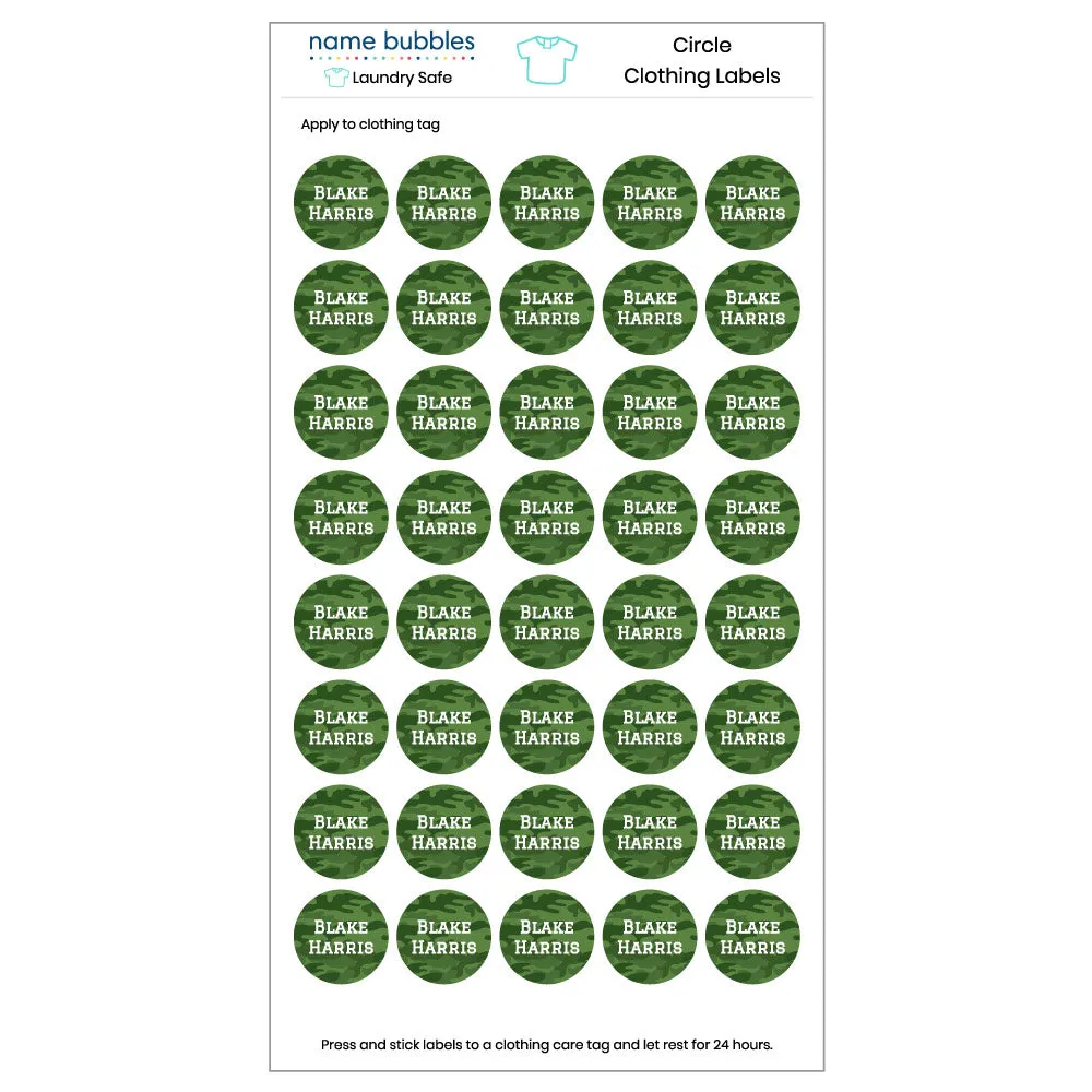 Camo Clothing Labels