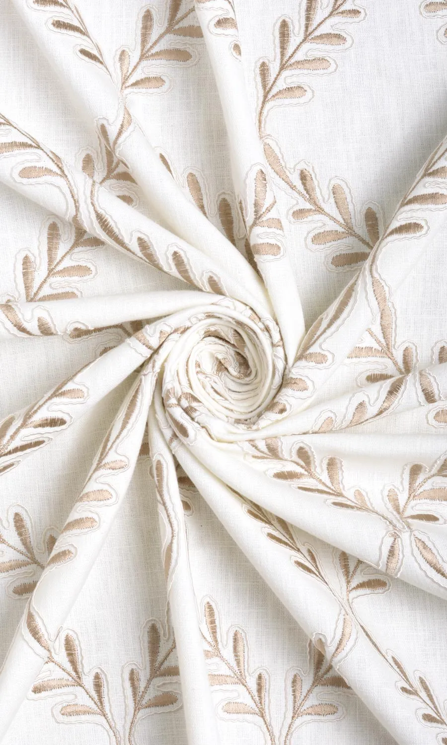 'Dawn Pie' Poly-Linen Embroidered Blinds (White/ Cream)