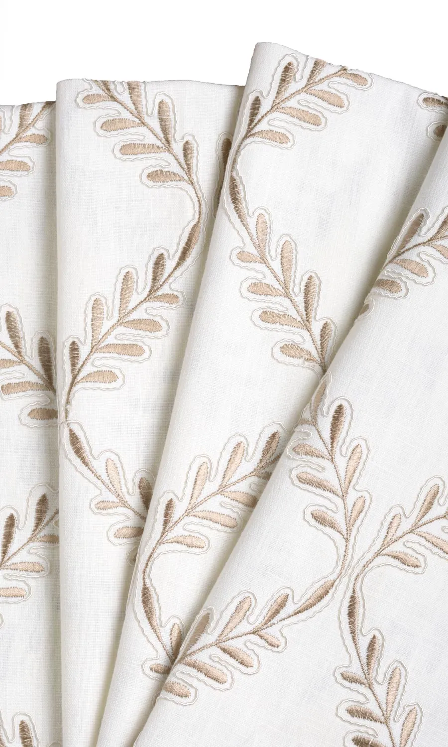 'Dawn Pie' Poly-Linen Embroidered Blinds (White/ Cream)