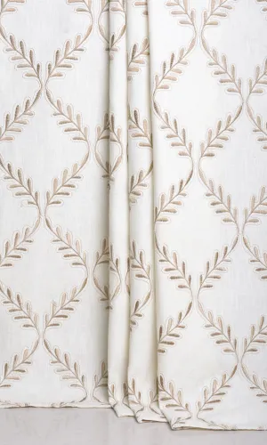 'Dawn Pie' Poly-Linen Embroidered Blinds (White/ Cream)
