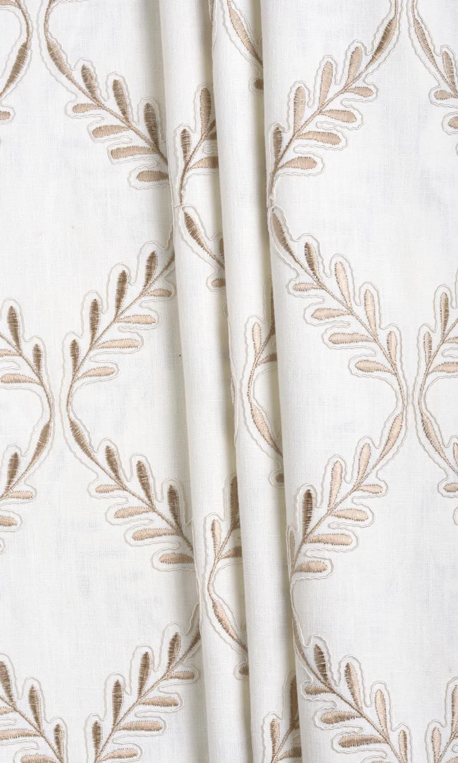 'Dawn Pie' Poly-Linen Embroidered Blinds (White/ Cream)