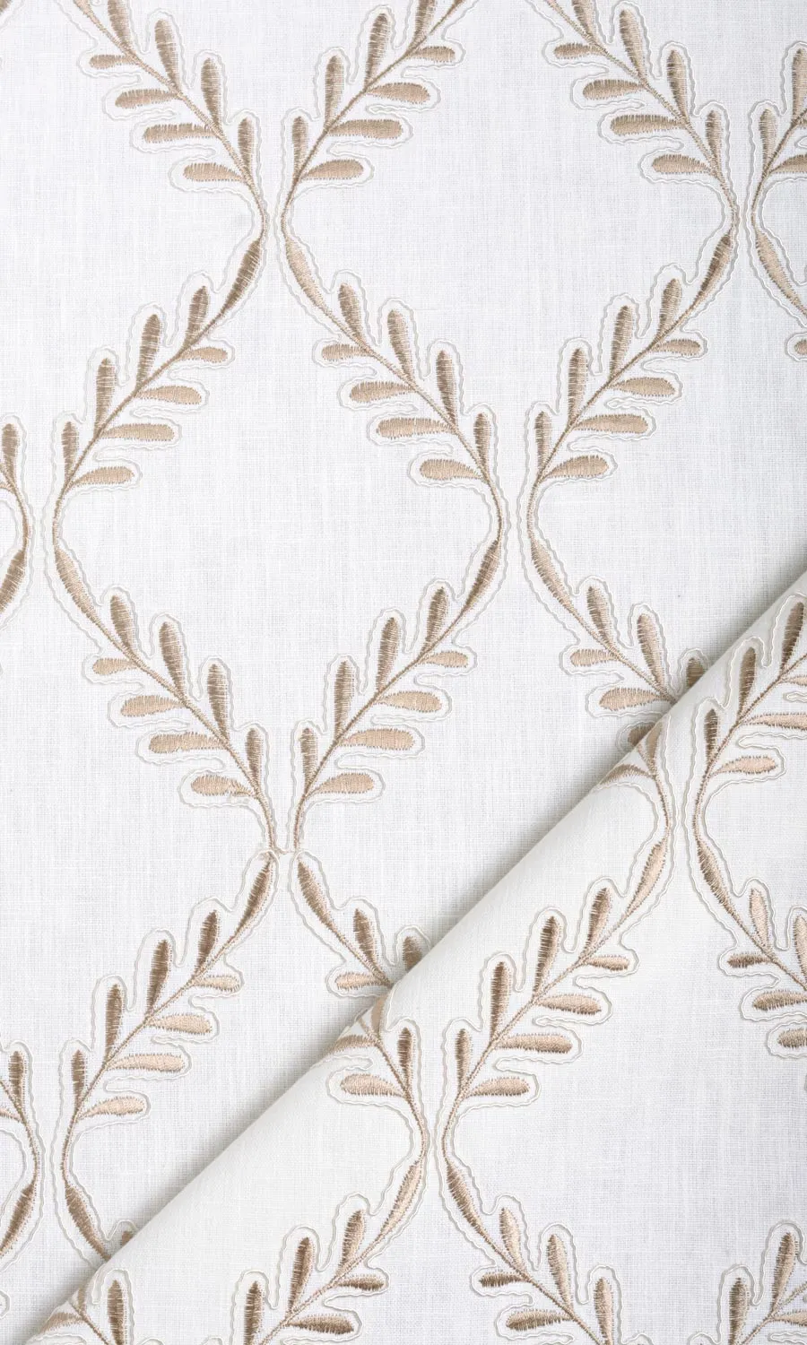 'Dawn Pie' Poly-Linen Embroidered Blinds (White/ Cream)