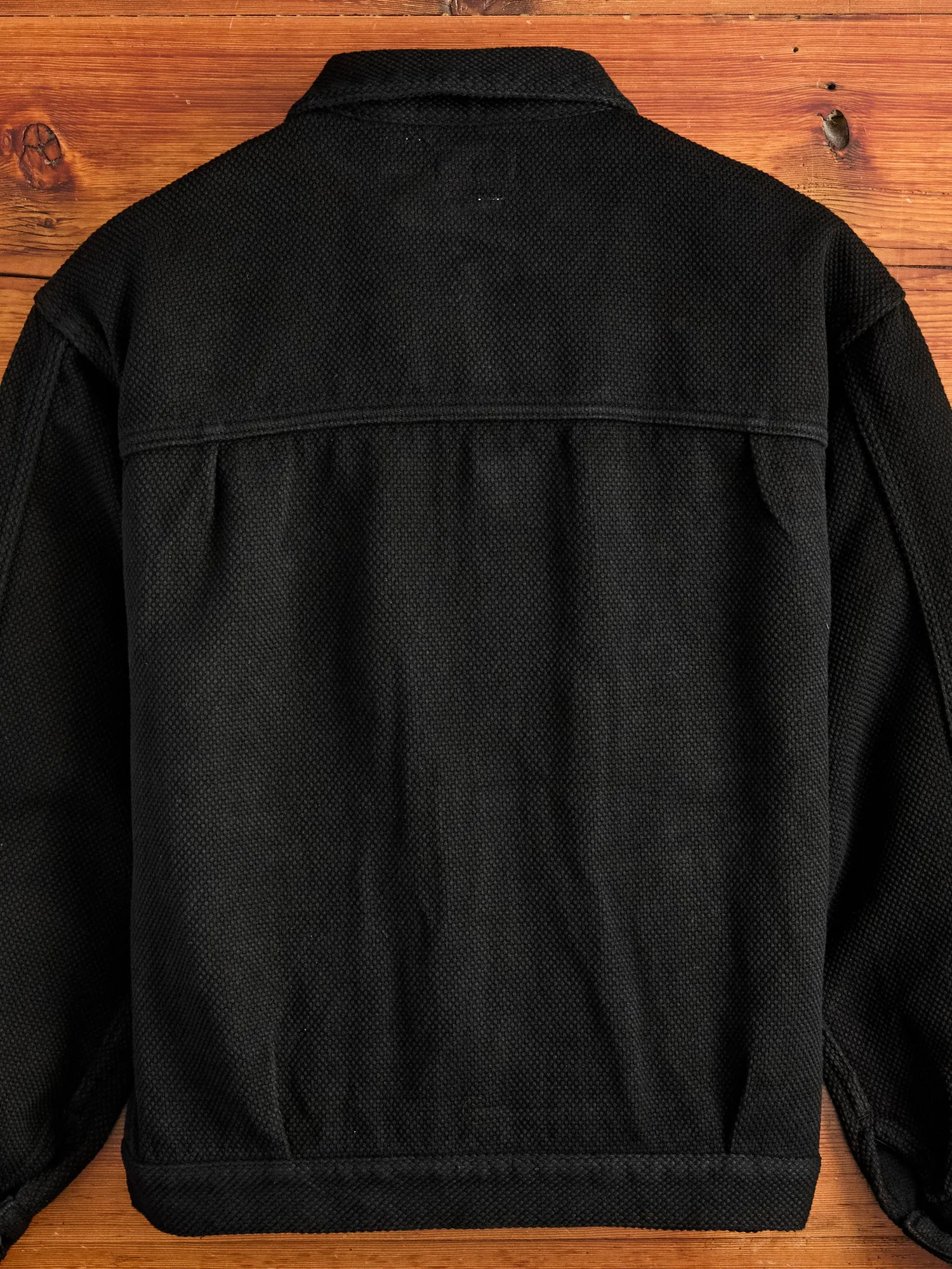 Double Cloth Sashiko Trucker Jacket in Black