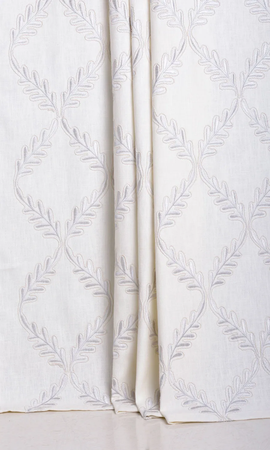 'Eira' Poly-Linen Embroidered Blinds (White/ Cream)