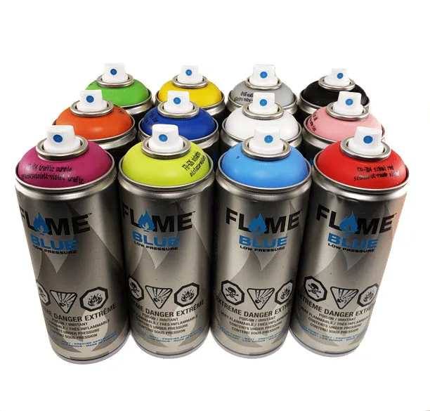 Flame Blue Low Pressure Spray Paint set of 12 Main Colors