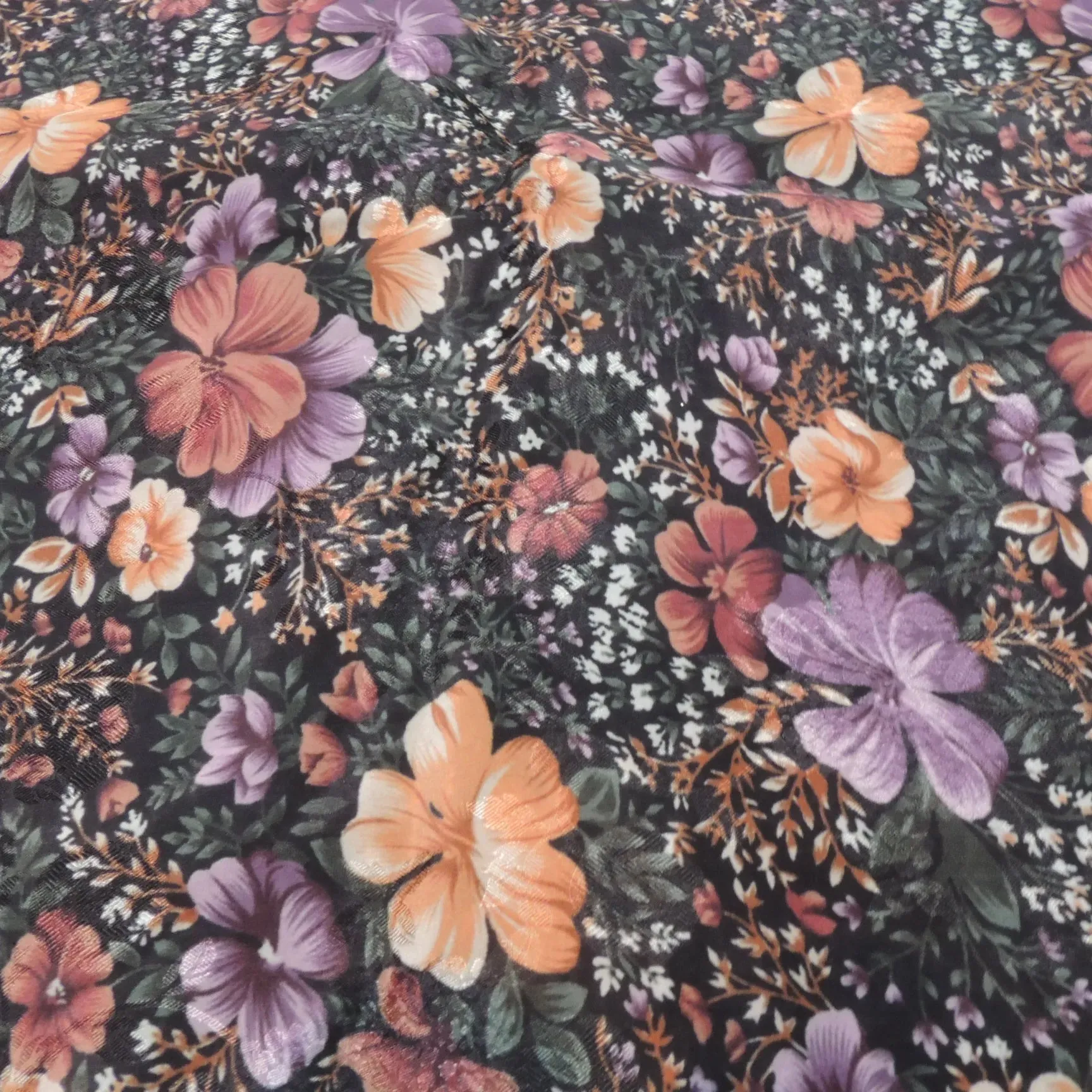 Floral Digital Print Jacquard On Viscose Crepe Fabric