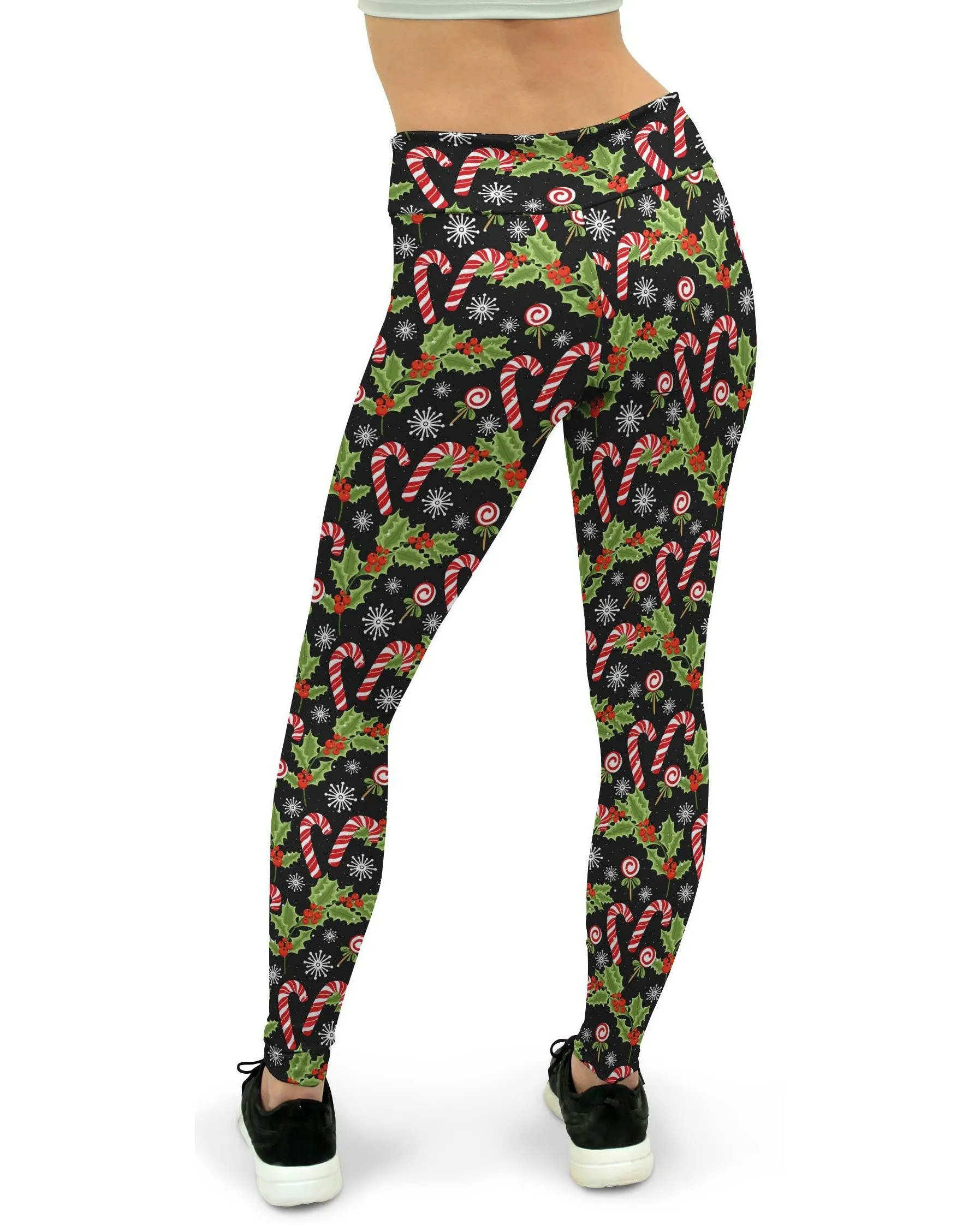 Holly Leaves with Berries Yoga Pants