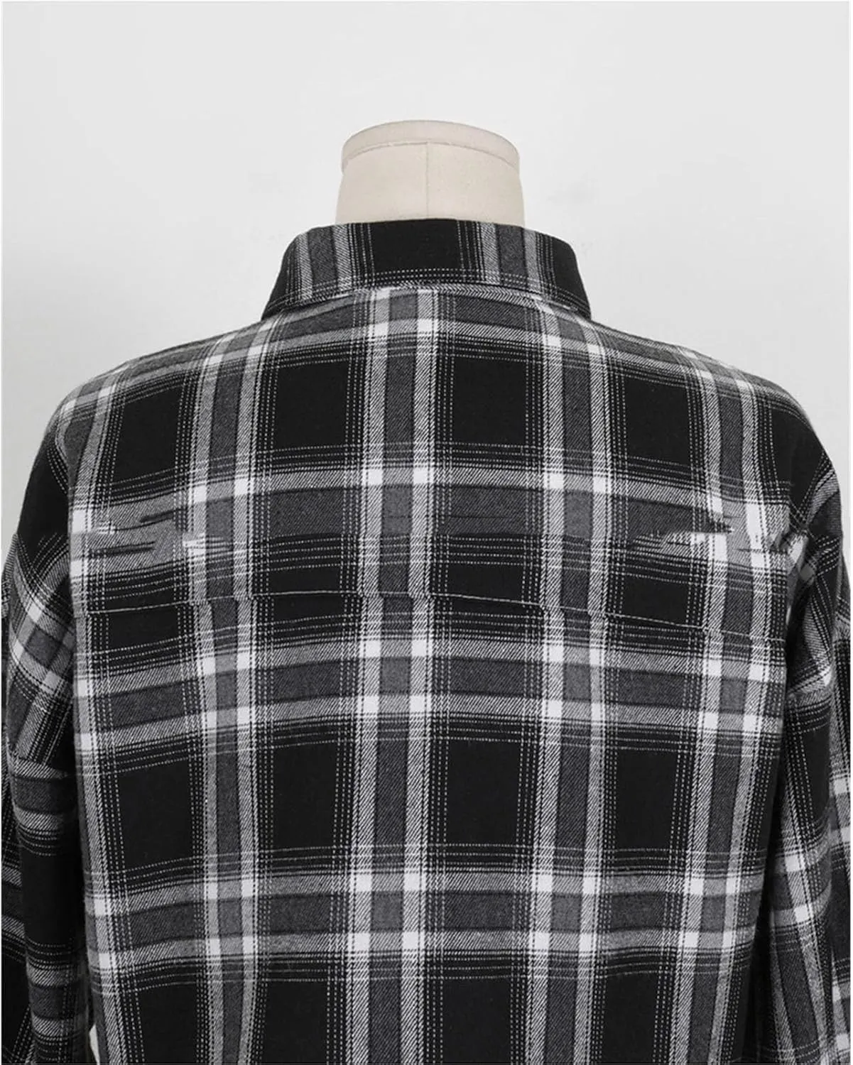 Ladies Plaid Long Sleeve Retro Crop Shirt Casual Button Down Blouses Crop Top Checked Fashion Crop Shirts