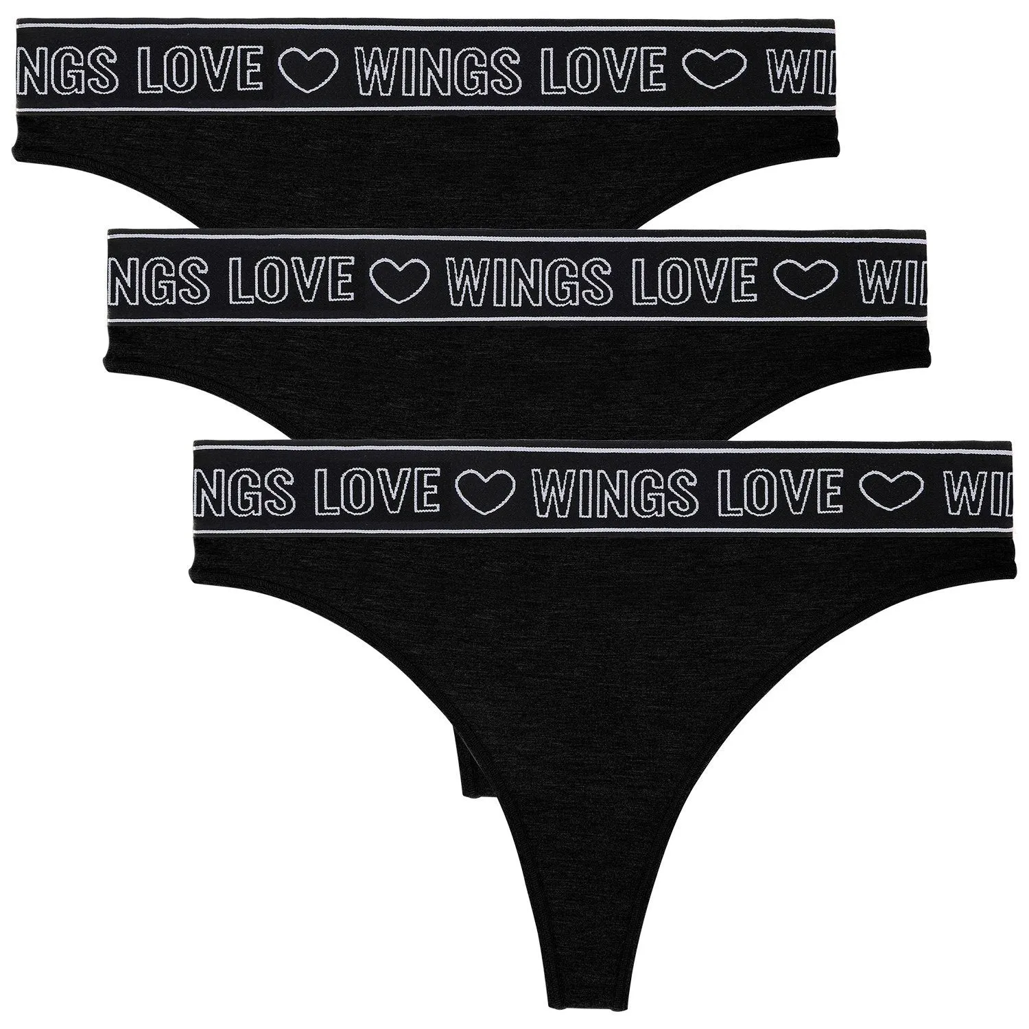 Letter & Heart Tape Double-layers Pure Cotton Panty Black