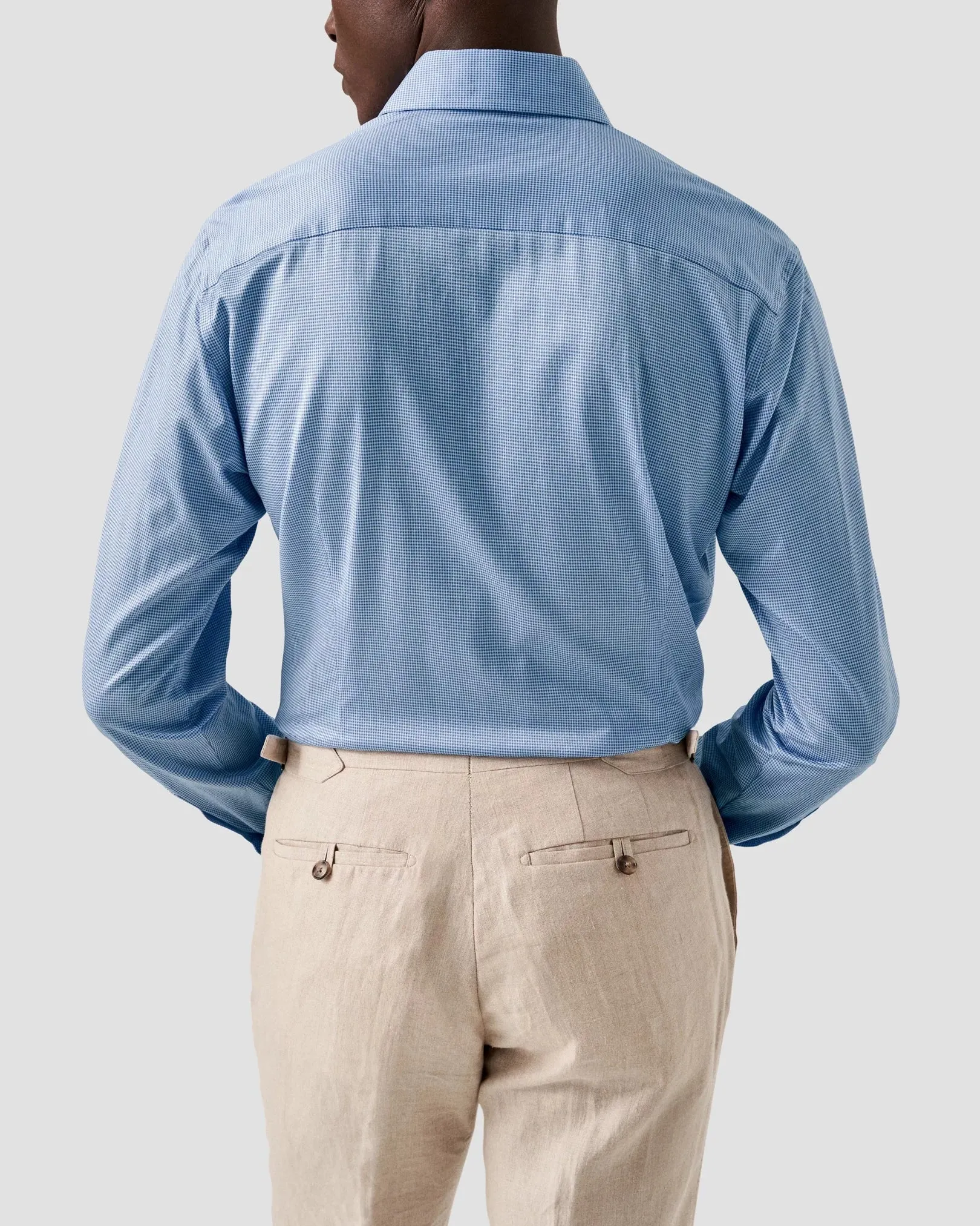 Light Blue Micro Check King Knit Slim Fit Shirt - ETON