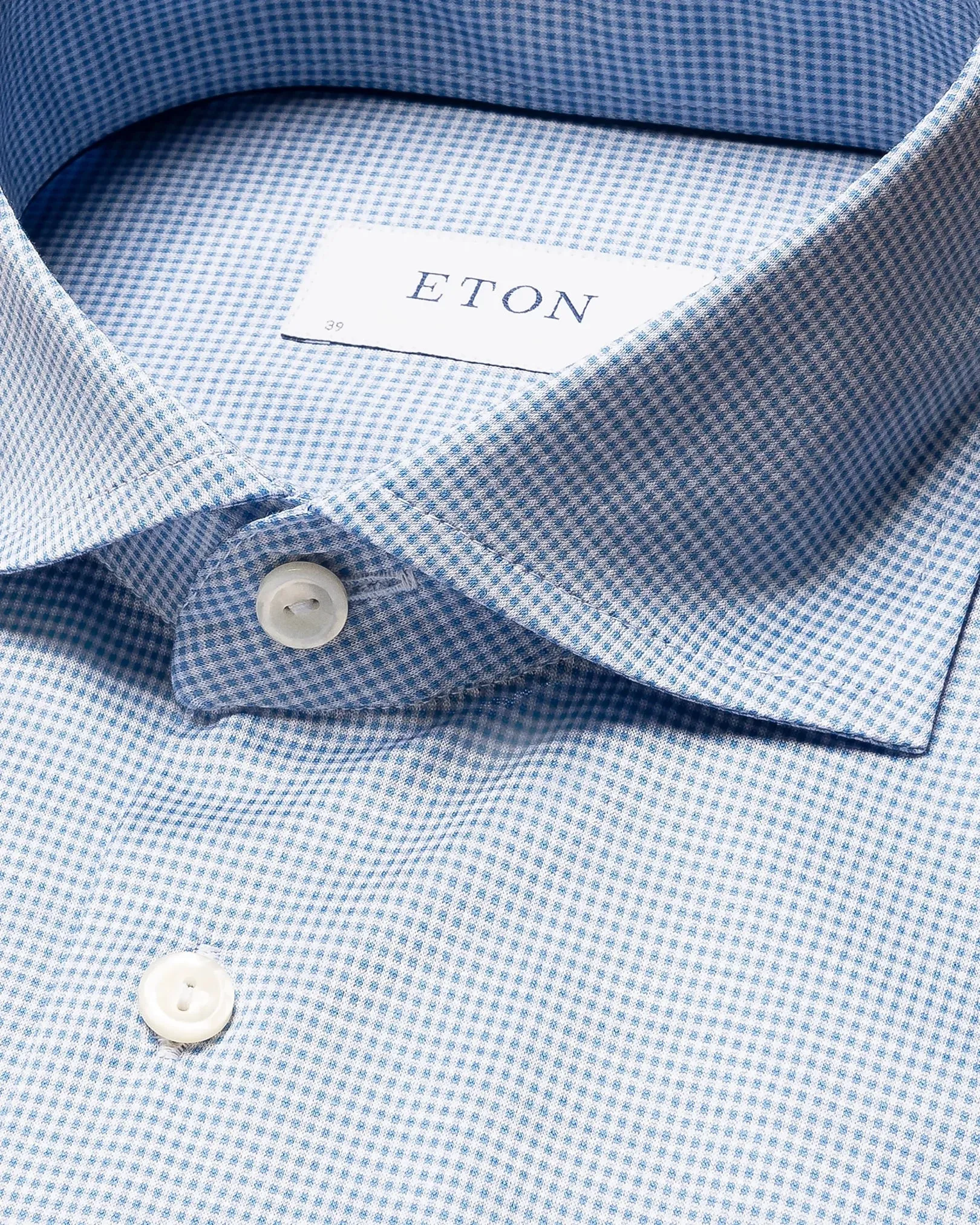 Light Blue Micro Check King Knit Slim Fit Shirt - ETON