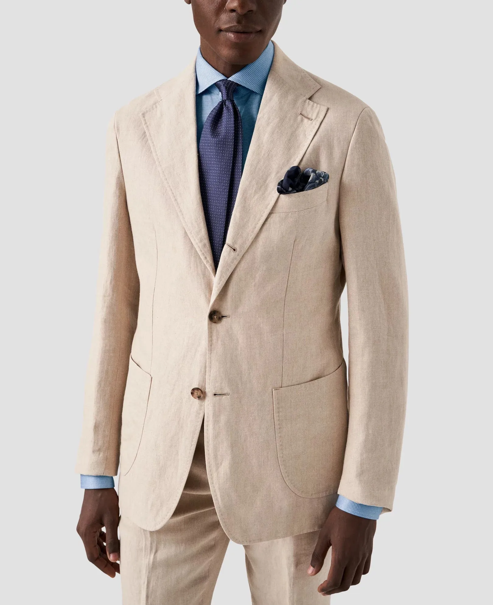Light Blue Micro Check King Knit Slim Fit Shirt - ETON