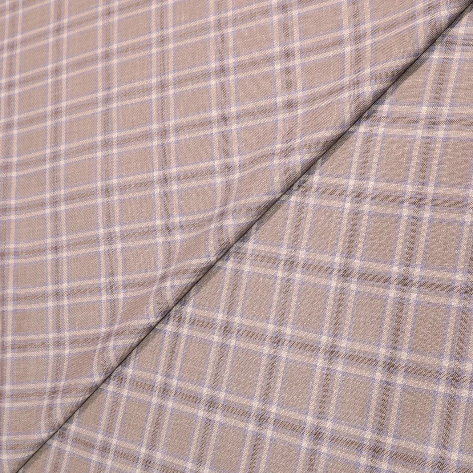 Light Gray Plaid Wool Silk and Linen Cosmos Jacketing Dormeuil Fabric