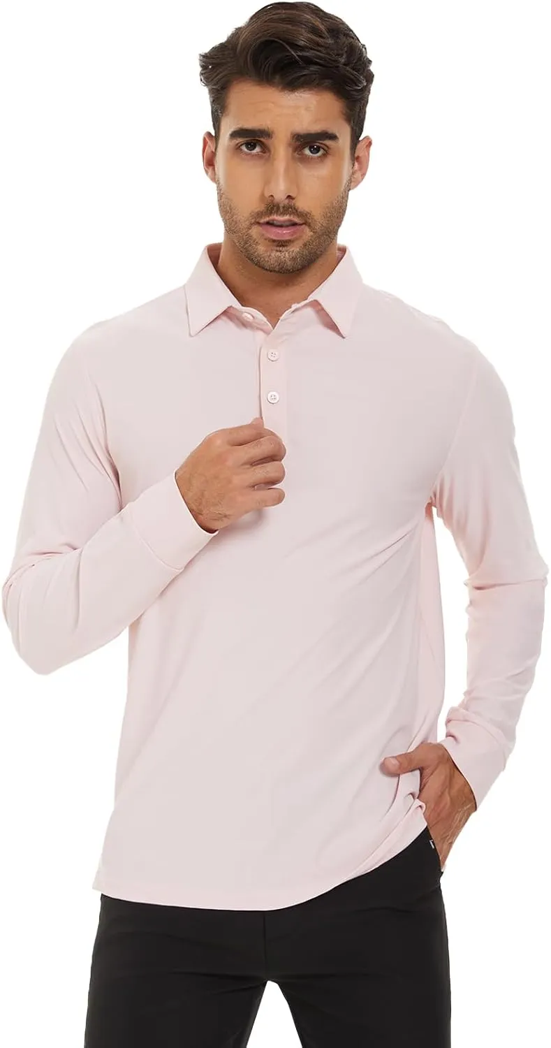 M MOTEEPI Polo for Men Long Sleeve Sun Protection Golf Shirts with Collar UPF 50  Performance Collared Fall Shirts Tennis