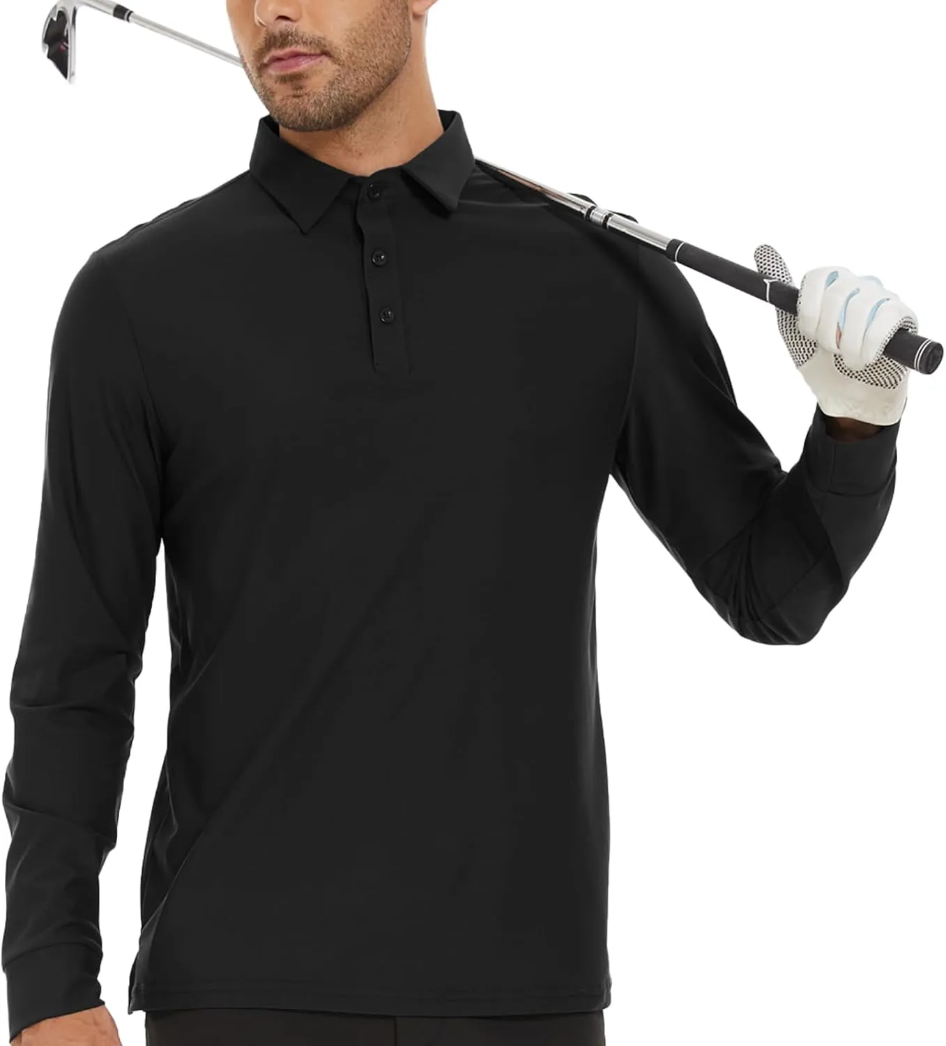 M MOTEEPI Polo for Men Long Sleeve Sun Protection Golf Shirts with Collar UPF 50  Performance Collared Fall Shirts Tennis