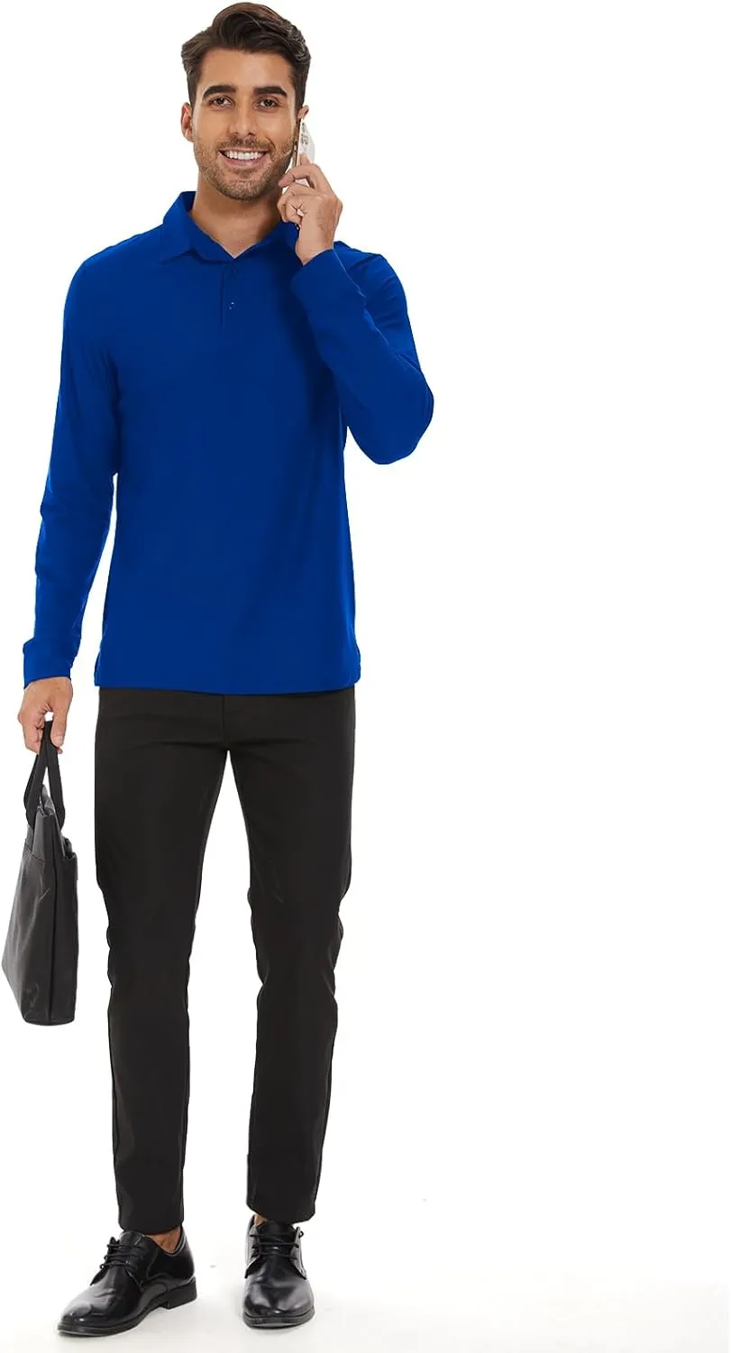 M MOTEEPI Polo for Men Long Sleeve Sun Protection Golf Shirts with Collar UPF 50  Performance Collared Fall Shirts Tennis