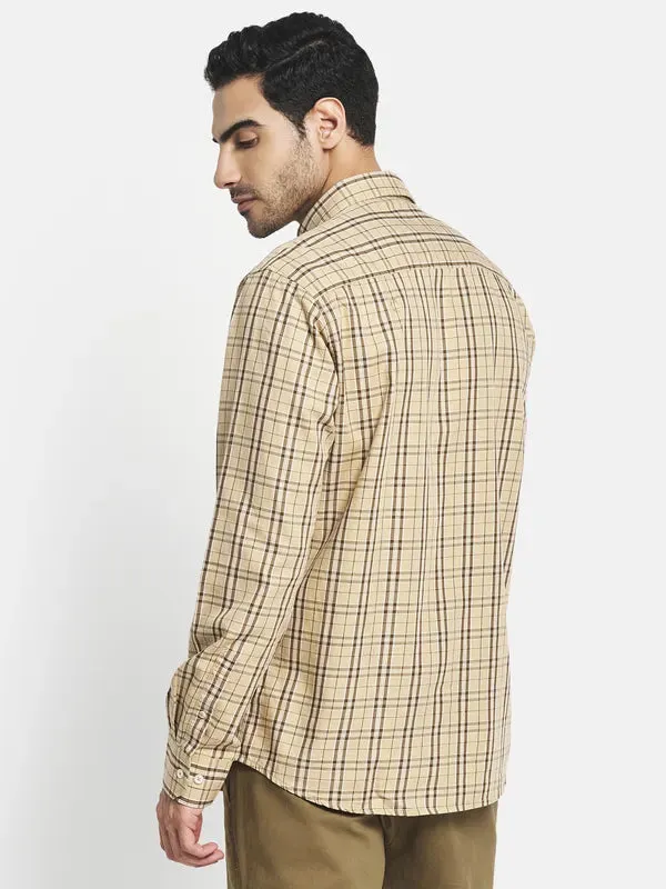 Men Yellow Tartan Checks Checked Casual Shirt