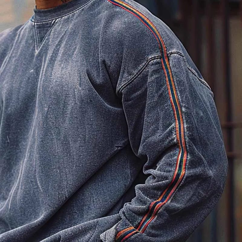 Men's Sports Vintage Crew Neck Sweatshirt 61549924X