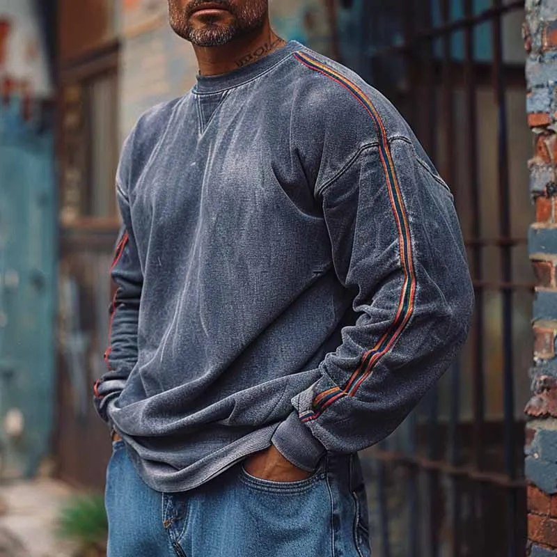 Men's Sports Vintage Crew Neck Sweatshirt 61549924X