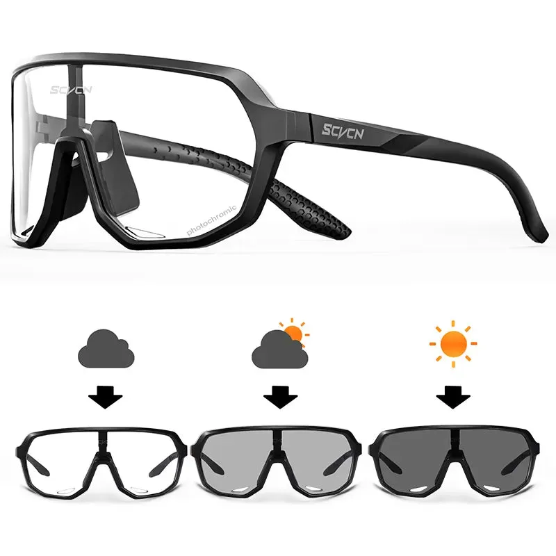 New SCVCN Men Photochromic Cycling Glasses Sports Bicycle Eyewear Goggles Mountain Bike UV400 MTB Camping Sunglasses