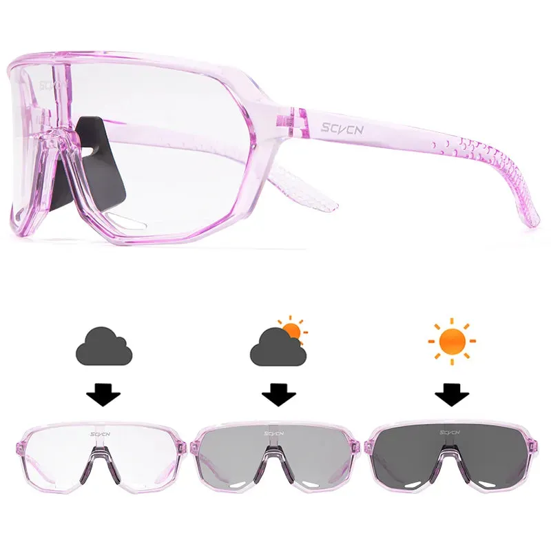 New SCVCN Men Photochromic Cycling Glasses Sports Bicycle Eyewear Goggles Mountain Bike UV400 MTB Camping Sunglasses