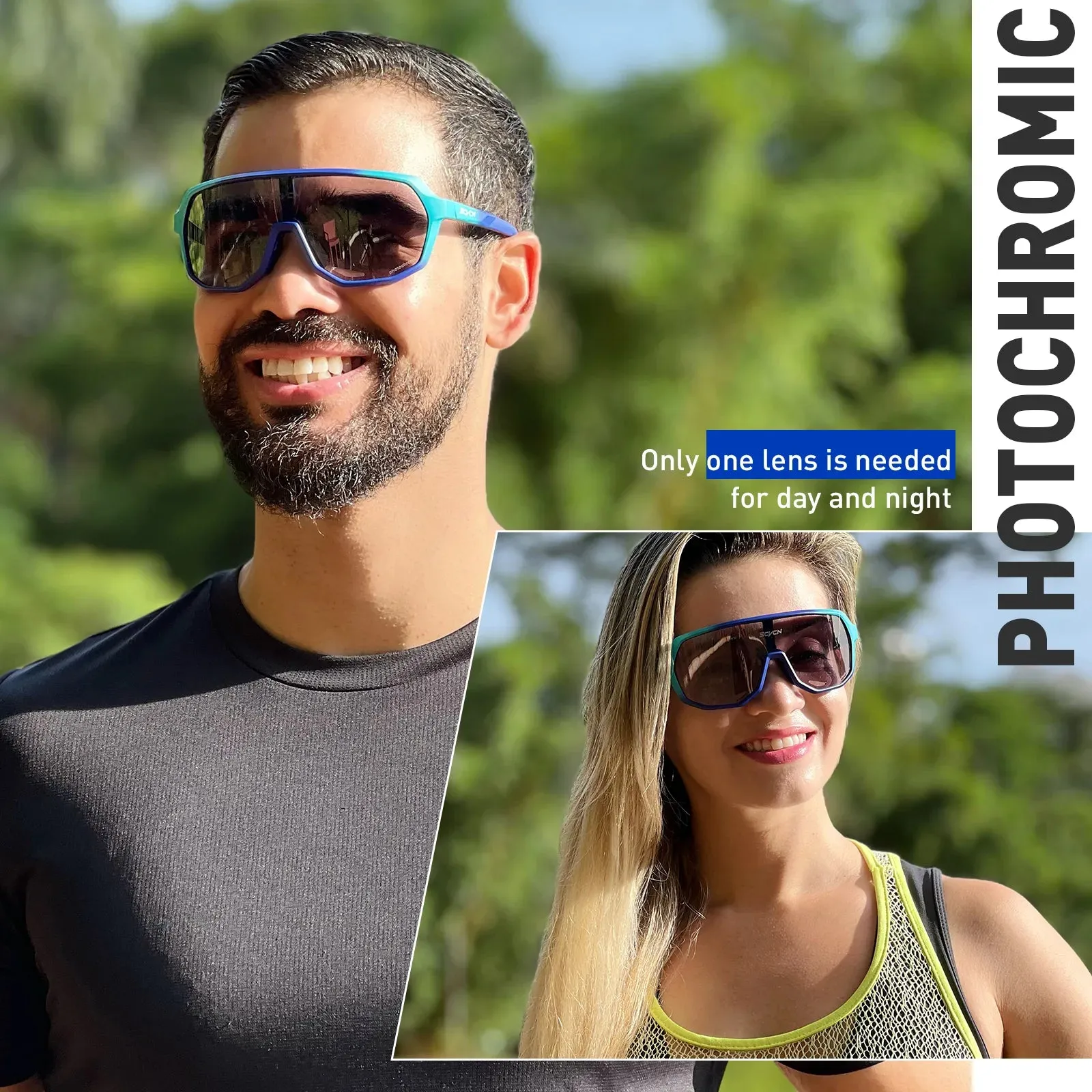 New SCVCN Men Photochromic Cycling Glasses Sports Bicycle Eyewear Goggles Mountain Bike UV400 MTB Camping Sunglasses