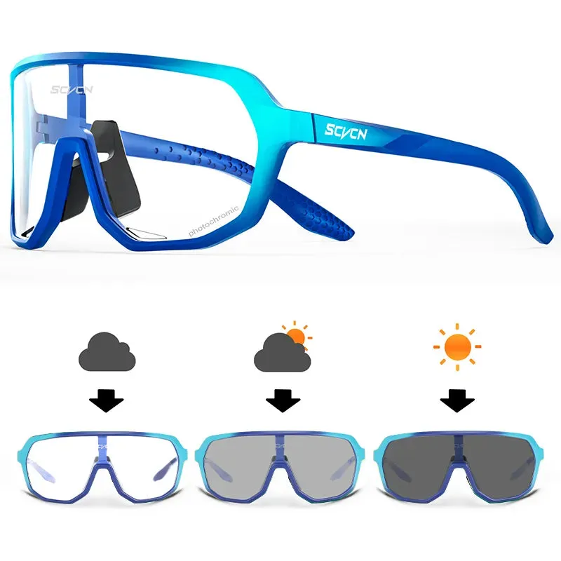 New SCVCN Men Photochromic Cycling Glasses Sports Bicycle Eyewear Goggles Mountain Bike UV400 MTB Camping Sunglasses
