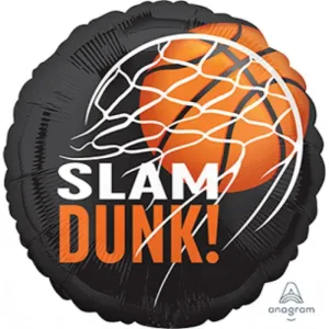 Nothing But Net Slam Dunk Basketball Foil Balloon - 45cm