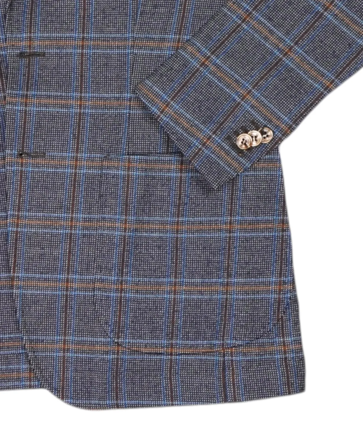 Oscar Jacobson - Blue/Grey Checked Super 100's Flannel Wool Sports Jacket 44