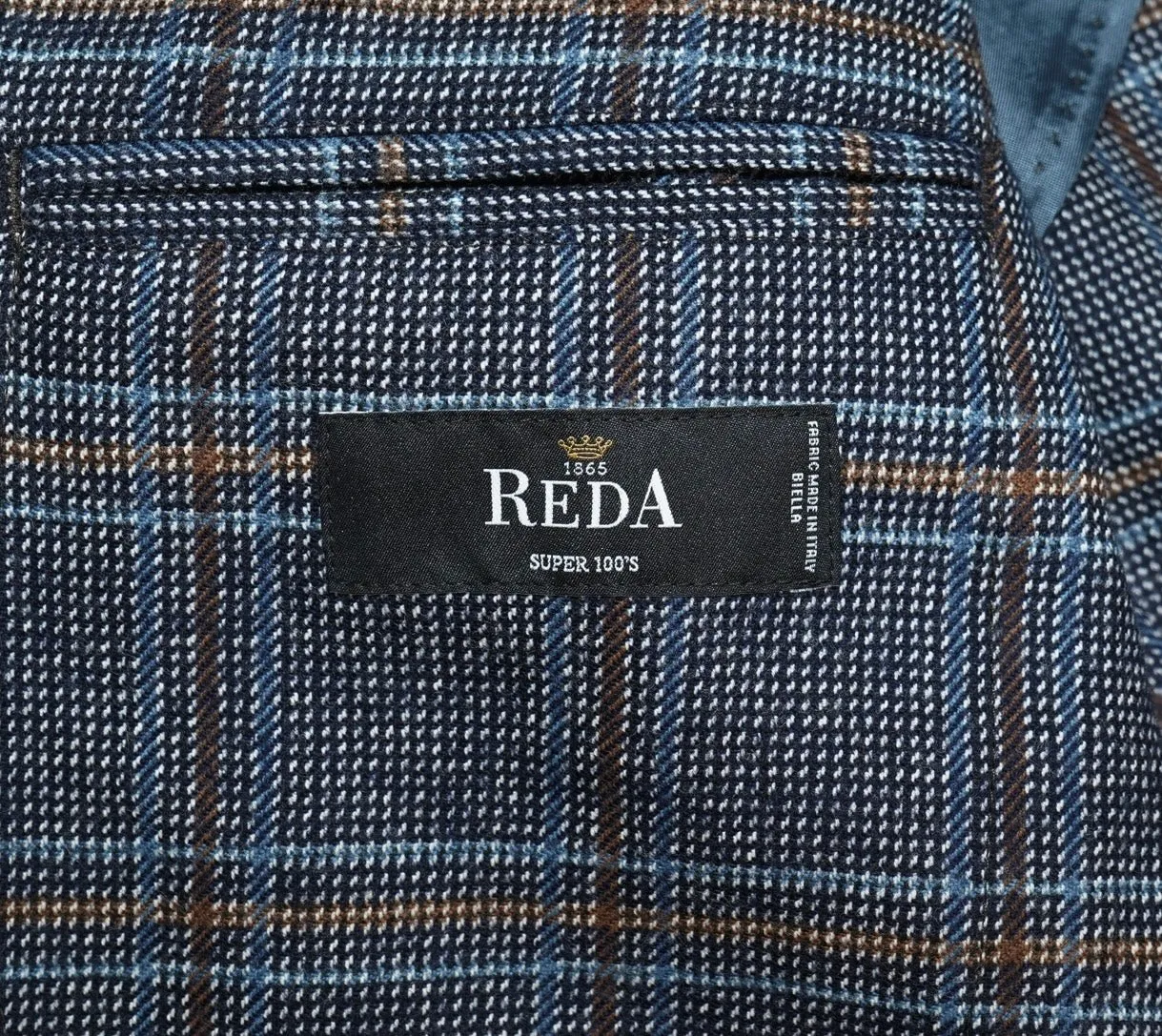 Oscar Jacobson - Blue/Grey Checked Super 100's Flannel Wool Sports Jacket 44