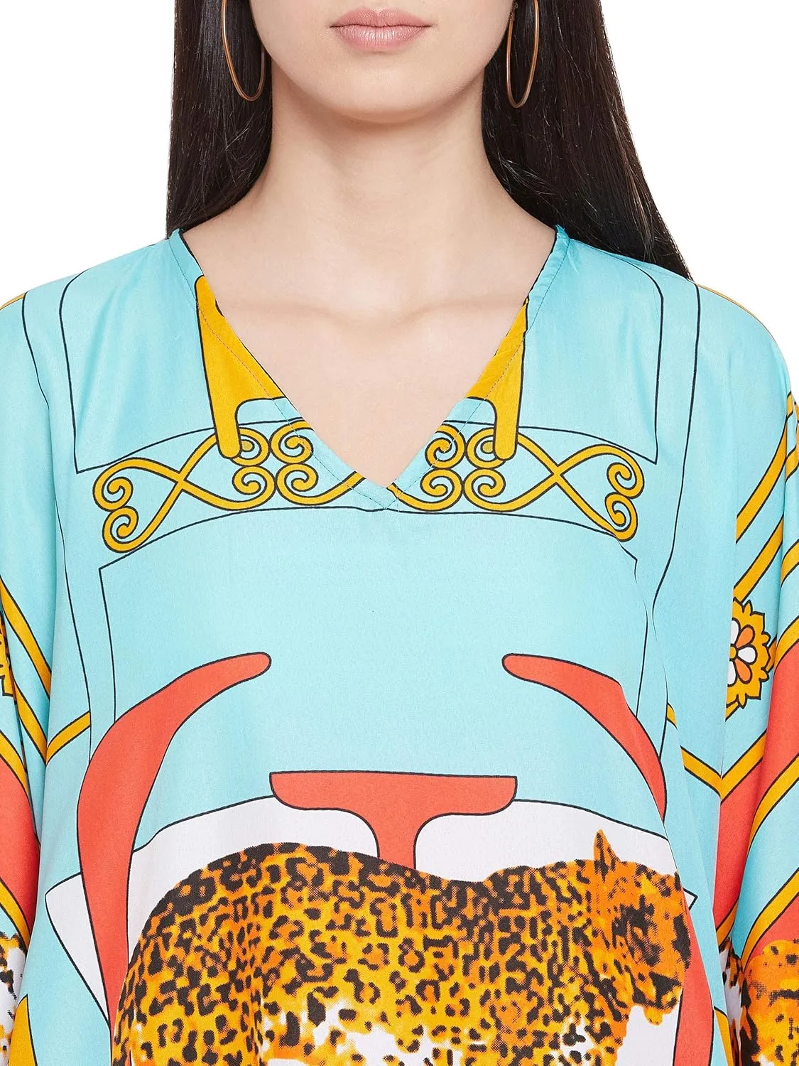 Oussum Women Plus Size Kaftans Kimono Polyester Dresses Loose Caftan Dress Ladies Evening Casual Long Maxi