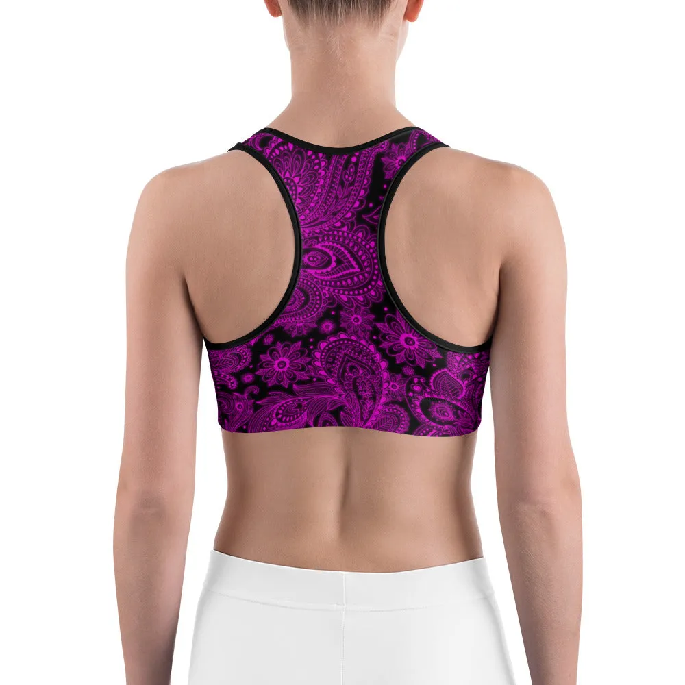 Pink Glowing Floral Sports Bra