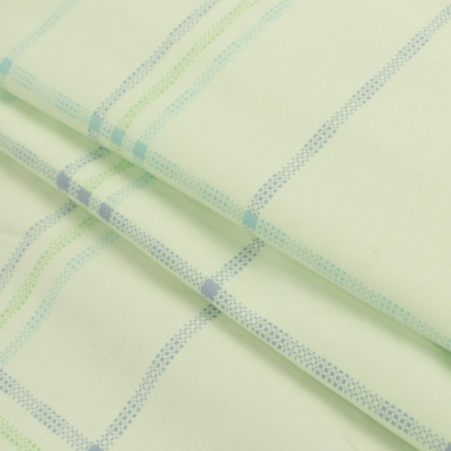 Printed Lining Design-44 Blue & Green Checks on Mint