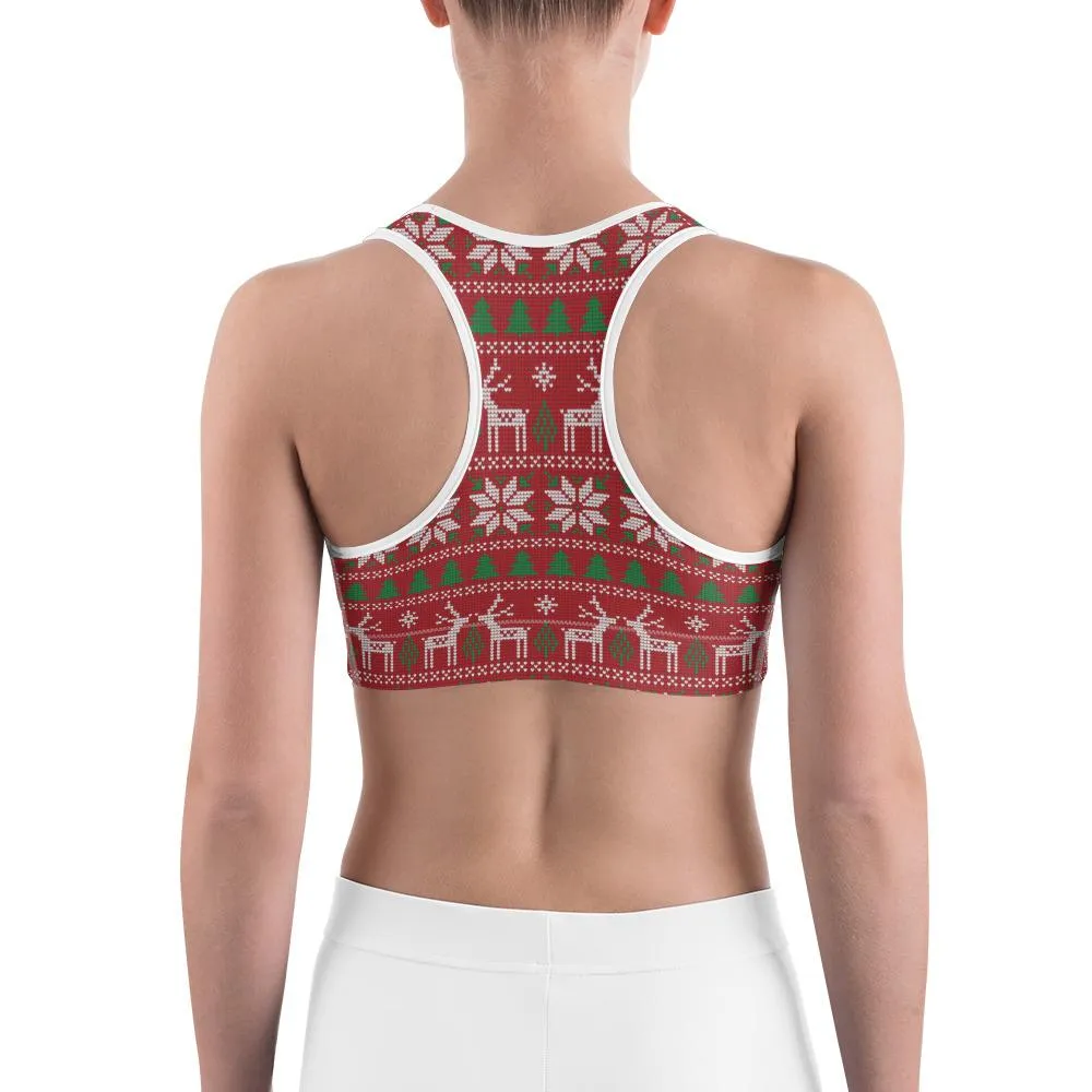 Red Ugly Christmas Sports Bra