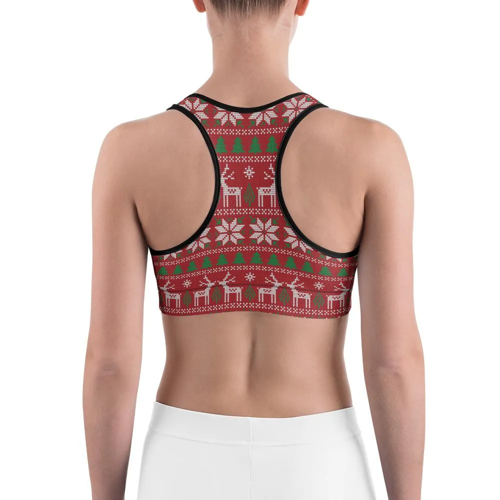 Red Ugly Christmas Sports Bra