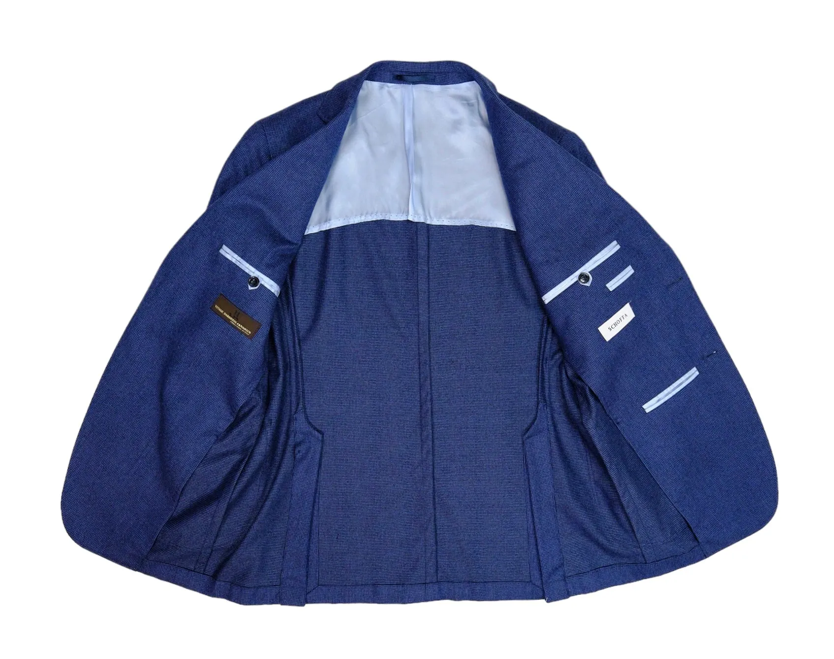 Schoffa - Navy Baby Houndstooth Wool Sports Jacket 48 Reg.