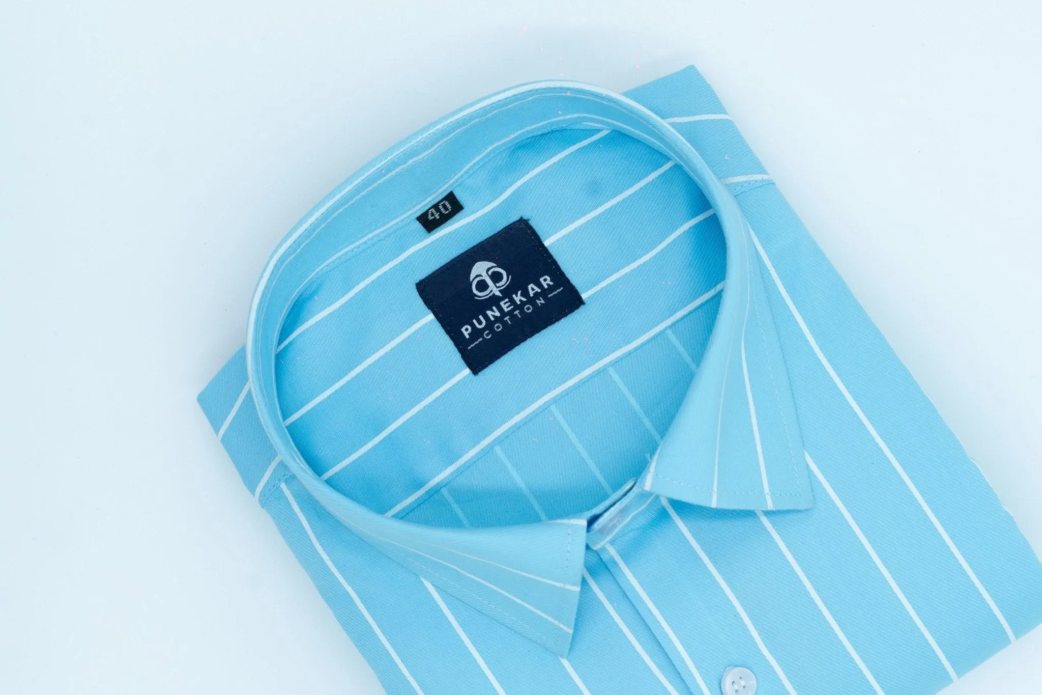 Sky Blue Color Pure Cotton Lining Shirt For Men
