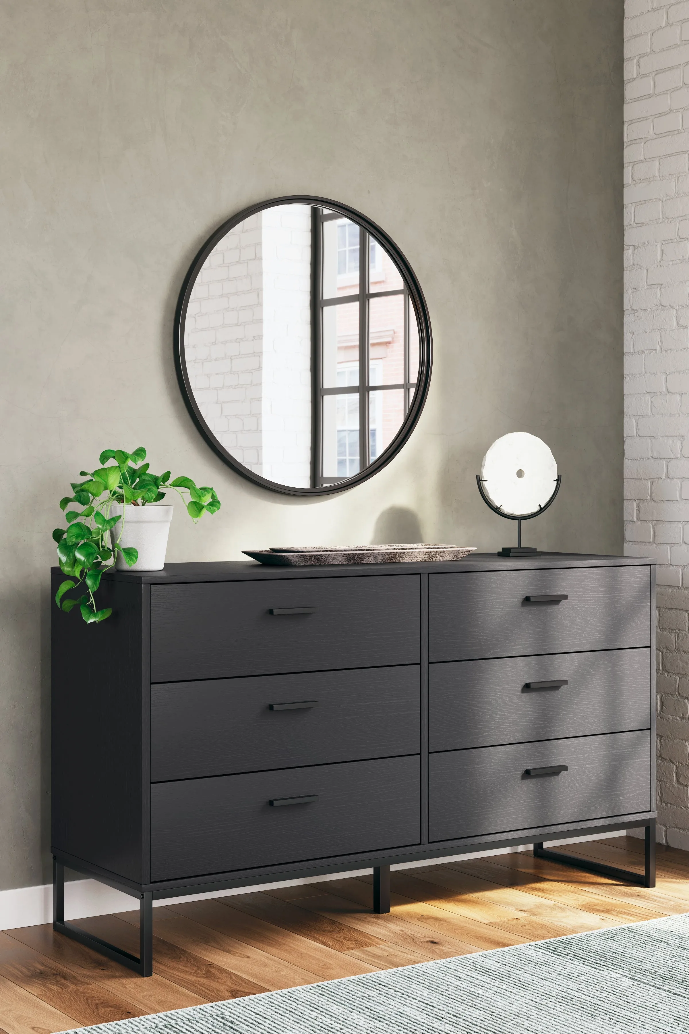 Socalle Full Panel Platform Bed with Dresser, Chest and 2 Nightstands in Black