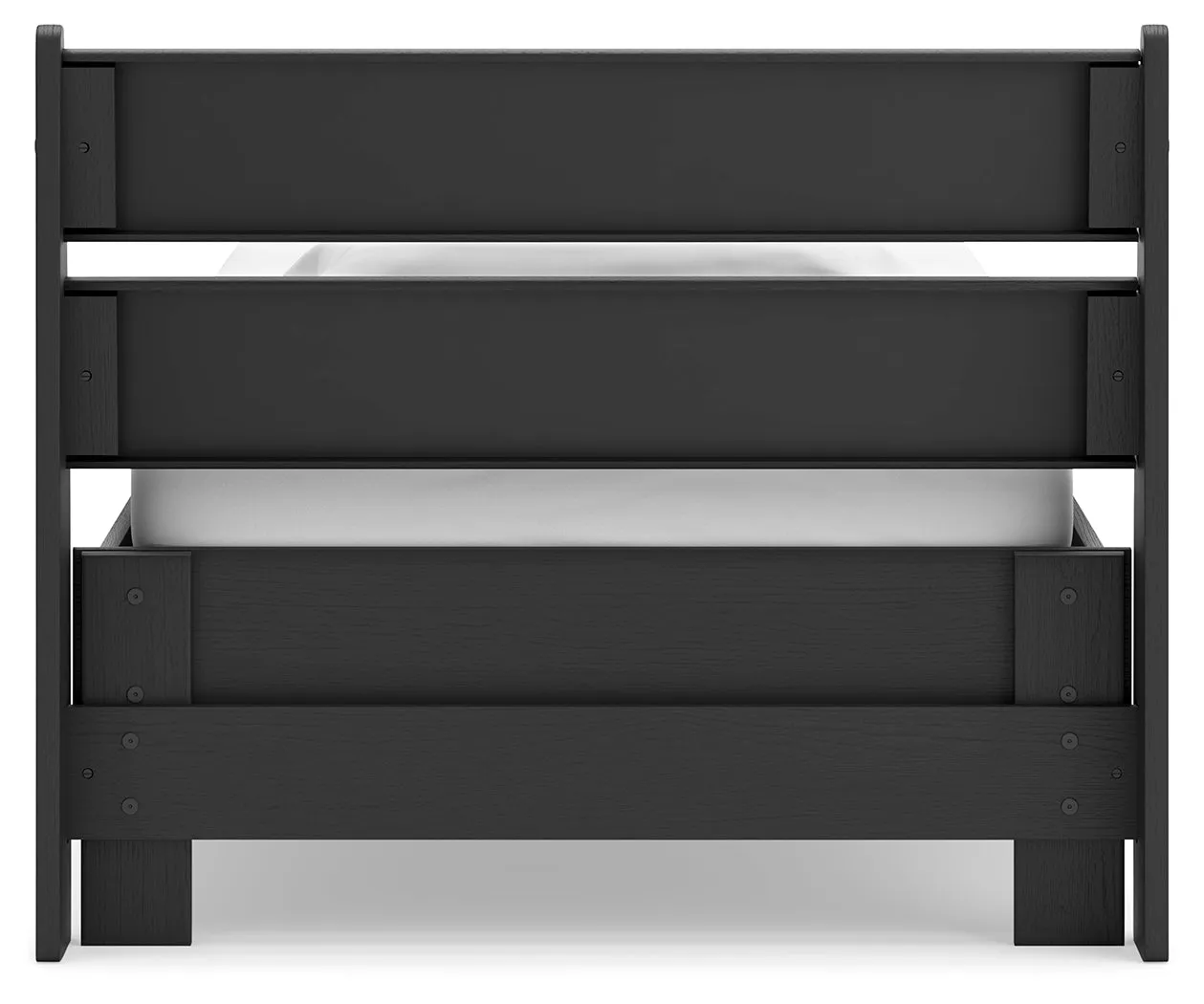 Socalle Twin Panel Platform Bed with Nightstand in Black